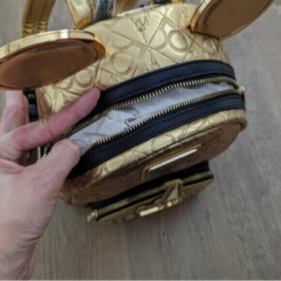 Loungefly Disney World 50th Anniversary Genuine Leather Gold Mini Backpa… - Picture 14 of 15